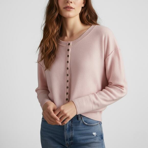 Anthropologie Sweaters - Anthropologie Pilcro 100% Cashmere Henley Sweater Pink Size XXS